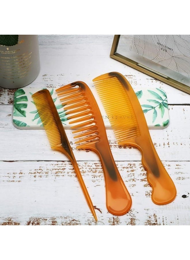 طقم أمشاط للشعر – 4 قطع باللون البني، بلاستيك عالي الجودة للرجال والنساء، أسنان ضيقة وواسعة لتسريح الشعر، تقسيمه وتصفيفه باحتراف - Image 3