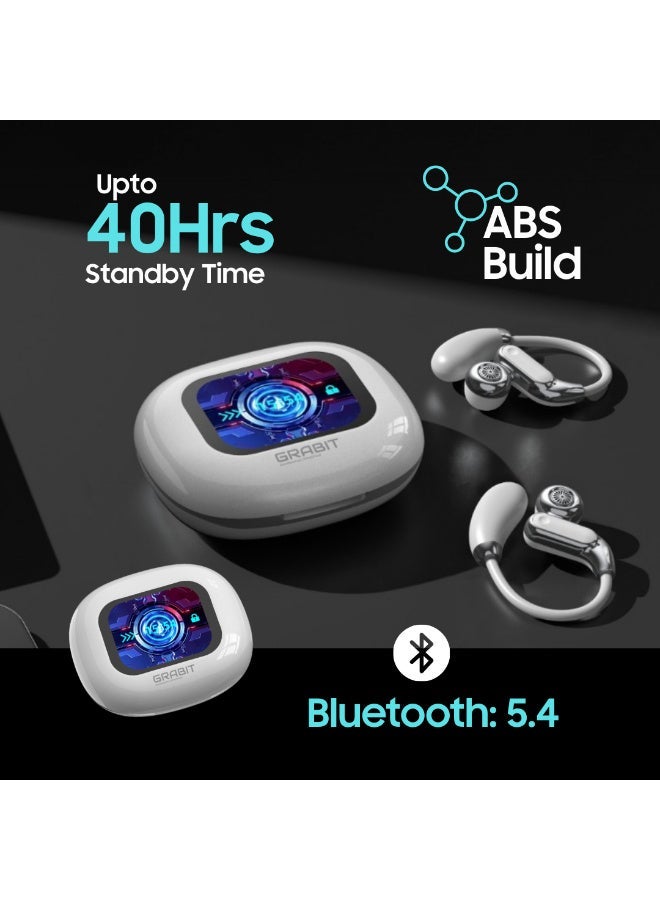 إلتقطه سماعات GRABIT G-RIZZ لاسلكية بتقنية البلوتوث بتصميم مفتوح الأذن، تعمل بتقنية توصيل الهواء، مناسبة للرياضة، مع صوت ستيريو عالي الدقة (أسود). - Image 2