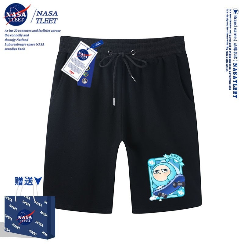 Nasa Joint New Boys And Girls All-Match Short-Sleeved Summer Cartoon Game Egg Party Egg Blue Cotton T-Shirt - Image 1