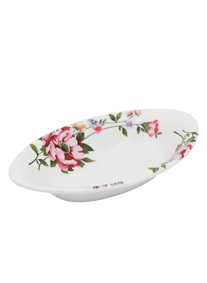 Abir 12-Piece Melamine Deep Oval Side Plate Set 19 CM / 7.48 INCH White/Floral  - Image 2