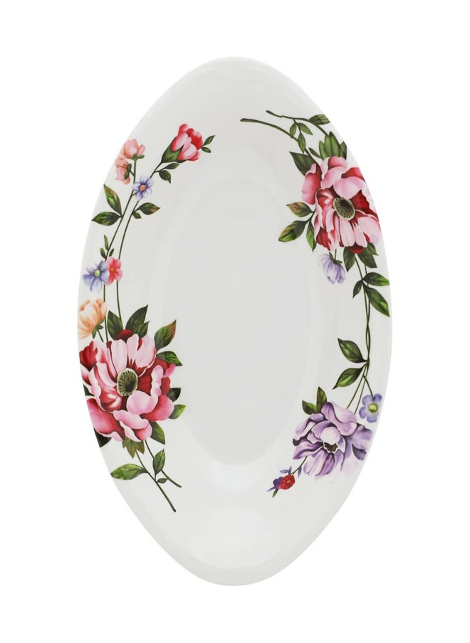 Abir 12-Piece Melamine Deep Oval Side Plate Set 19 CM / 7.48 INCH White/Floral  - Image 4