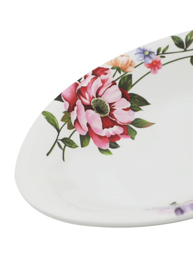 Abir 12-Piece Melamine Deep Oval Side Plate Set 19 CM / 7.48 INCH White/Floral  - Image 5