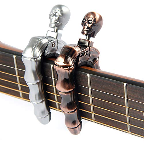YUEKO Guitar Capo Skull Knob Design Universal 4 5 6 12 Strings Instrument Capos for Electric Classical Acoustic Guitar Bass Ukulele Mandolin Banjo and More(Bronze) - Image 1