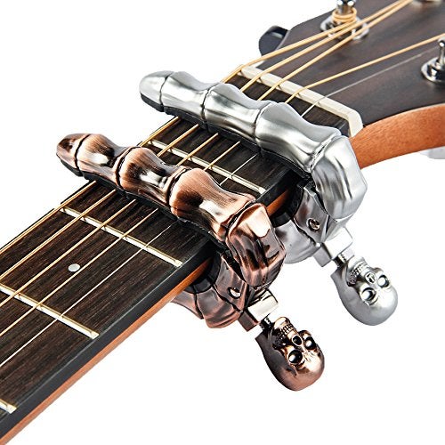 YUEKO Guitar Capo Skull Knob Design Universal 4 5 6 12 Strings Instrument Capos for Electric Classical Acoustic Guitar Bass Ukulele Mandolin Banjo and More(Bronze) - Image 3