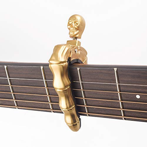 YUEKO Guitar Capo Skull Knob Design Universal 4 5 6 12 Strings Instrument Capos for Electric Classical Acoustic Guitar Bass Ukulele Mandolin Banjo and More(Bronze) - Image 5
