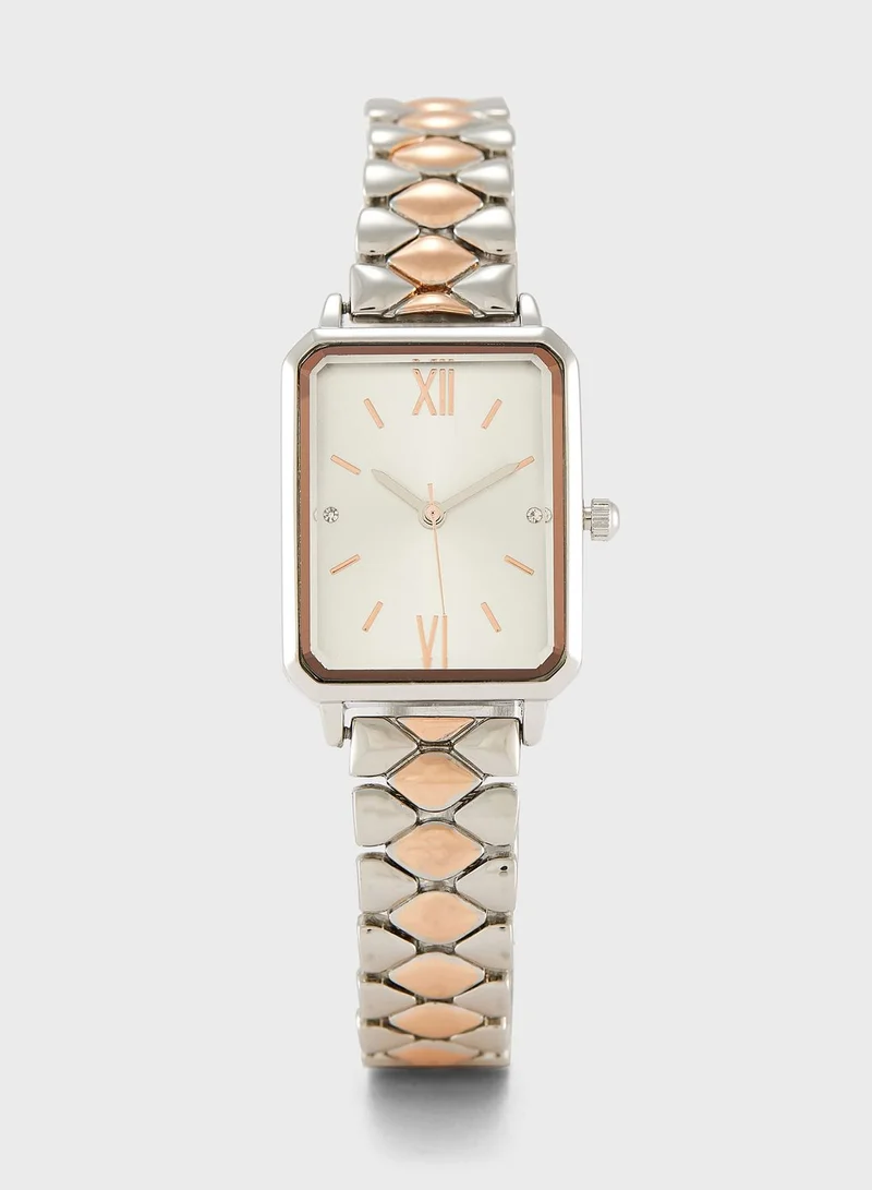 ELLA Rectangular Dial  Analogue Metal Strap Watch
