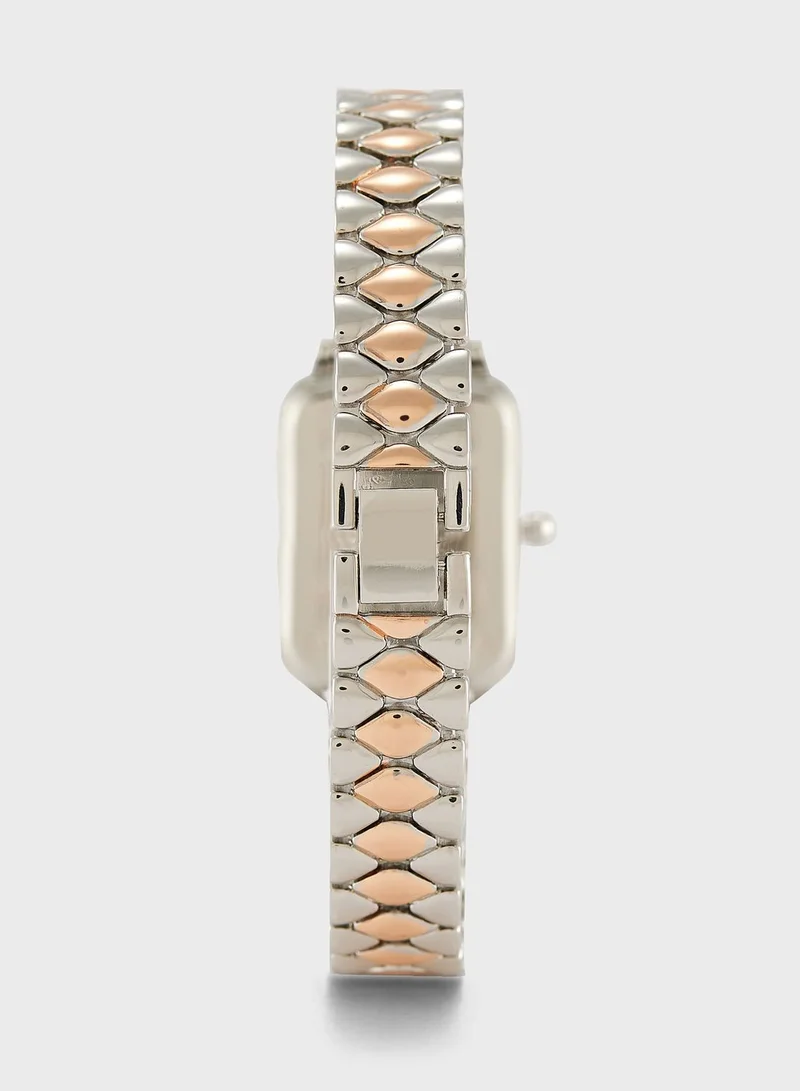 ELLA Rectangular Dial  Analogue Metal Strap Watch