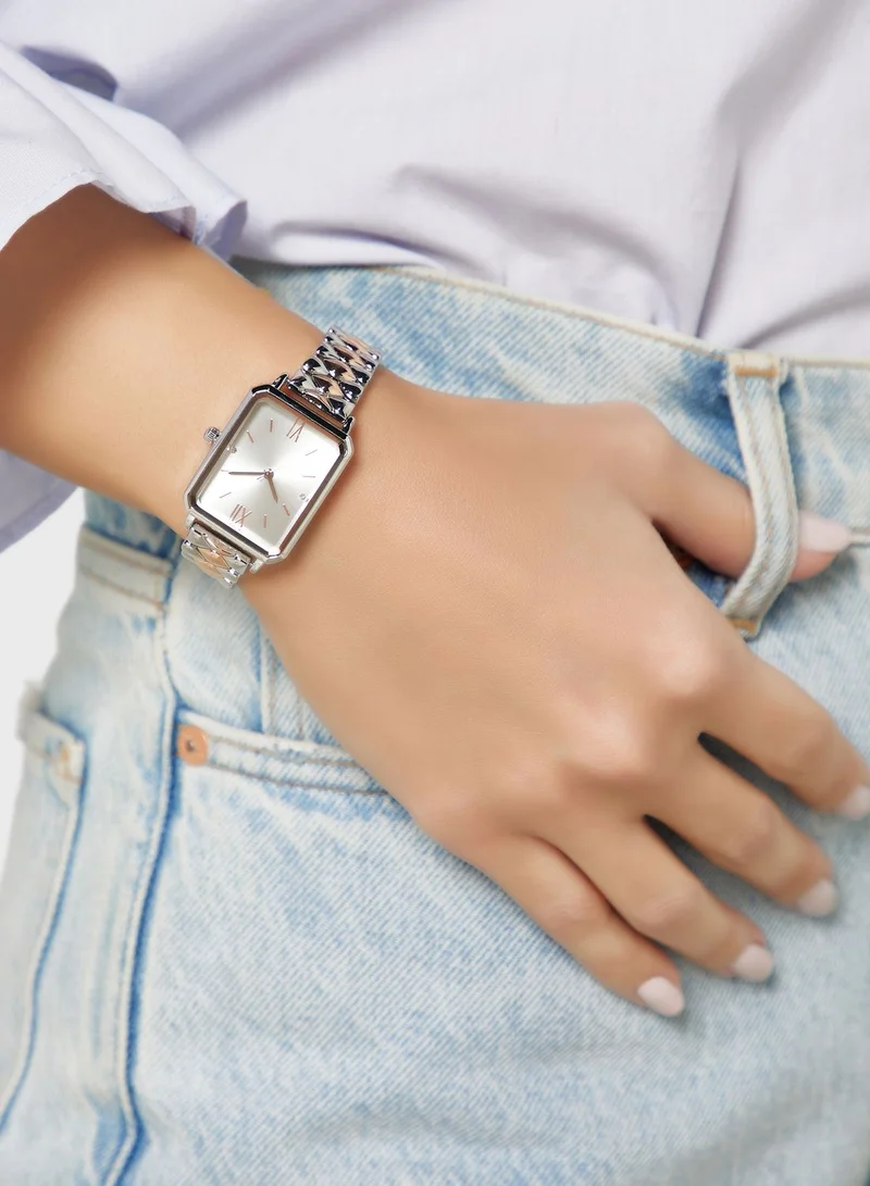 ELLA Rectangular Dial  Analogue Metal Strap Watch