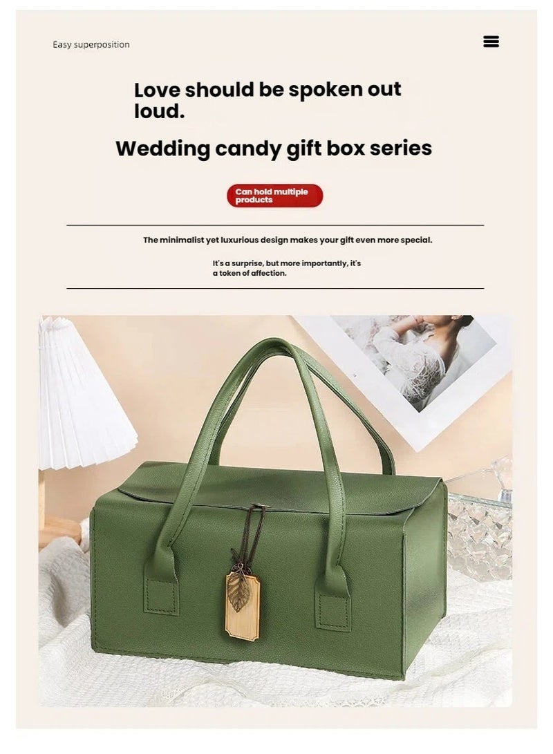 NIBEMINENT Large Capacity Faux Leather Gift Box，Handheld Gift Bag for Holidays Mother'S Day, Weddings, Birthdays，Anniversary（store food, gifts, matcha tea sets, etc.） - Image 5