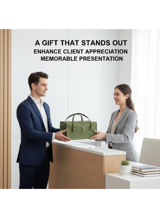 NIBEMINENT Large Capacity Faux Leather Gift Box，Handheld Gift Bag for Holidays Mother'S Day, Weddings, Birthdays，Anniversary（store food, gifts, matcha tea sets, etc.） - Image 3