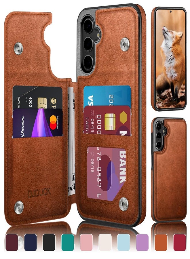 DJDUCK Designed for Samsung Galaxy S25 Plus Case Wallet with Card Holder, [Magnetic Clasp Folio Cover] [RFID Blocking Leather Protection] Shockproof Women Men Cases for Samsung S25 Plus Light Brown - Image 1