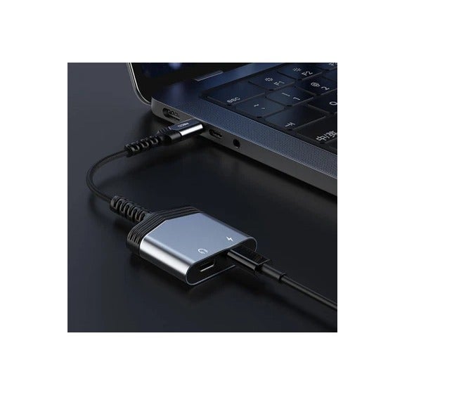 Recci Dual Type-C Smart Charging and Audio Adapter with 60W Charging Power and Headphone Jack - Image 4