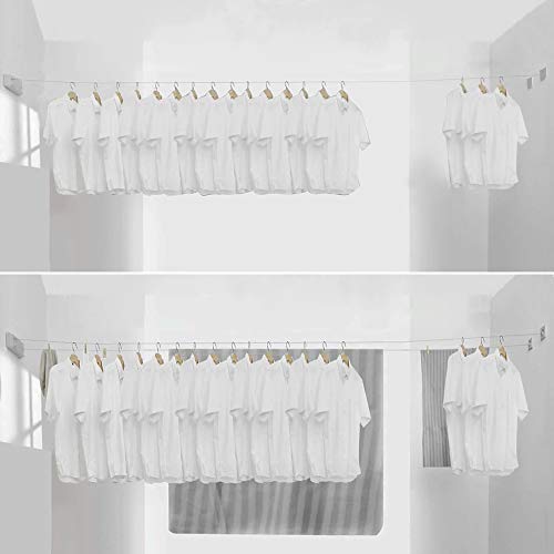 BESy Retractable Clothesline ABS case+Aluminum Dryer with Adjustable Stainless Steel Double Rope String Hotel Style Heavy Duty,Wall Mounted Method, 13.8 Feets,Silver - Image 4