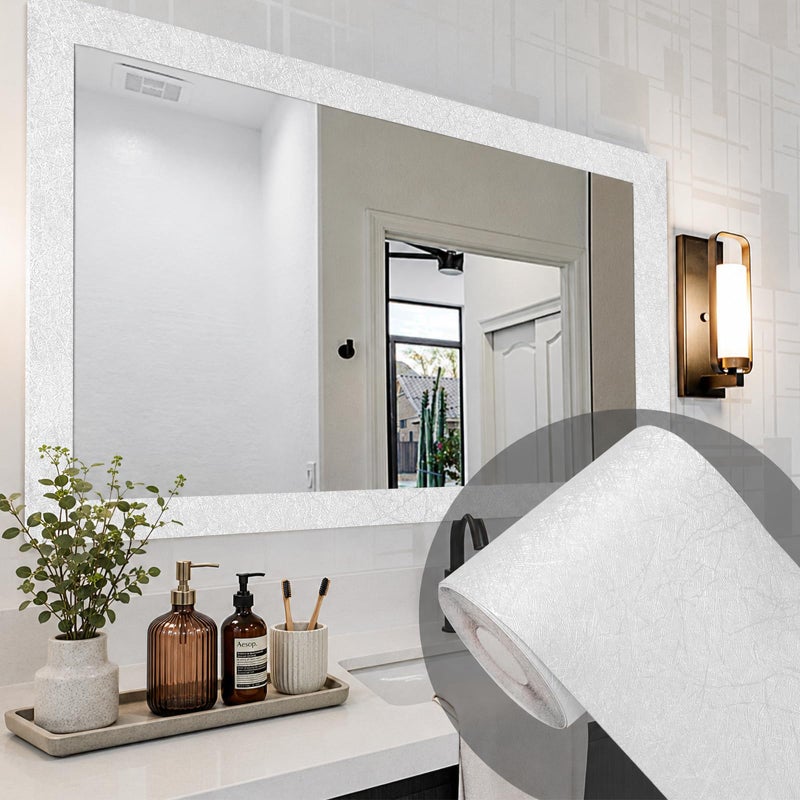 Avinyl 10M White Silk Mirror Border Peel and Stick for Bathroom Decor Waterproof Mirror Frame Tape Peel and Stick Border Trim Self Adhesive Wallpaper Removable Kitchen Decor 393 x 393 - Image 2