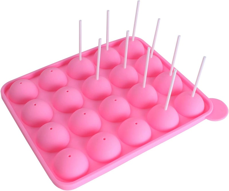 وورم باي قالب خبز كيك بارتي من السيليكون الوردي بـ 20 تجويفًا، مناسب لصنع عصي الحلوى ( 20 Cavity Silicone Pink Lolly Pop Party Cupcake Baking Mold Cake Pop Stick Mold Tray) - Image 1