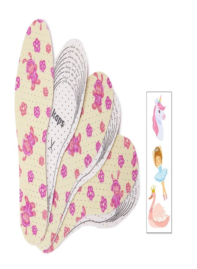 Kaps Sweet Steps, Shoe Insoles Set for Kids with Colorful Temporary Tattoos, 3 Pair Pack, Insole Replacement Set, Soft and Cushioned Support for Walking, Running, and Play (Pink) - Image 1