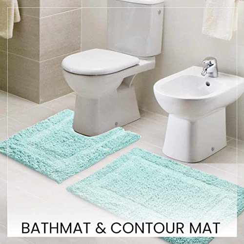SASHAA WORLD Solid Anti Skid Bathmat and Contour Set (50 X 80 CM, Ice Blue) - Image 2