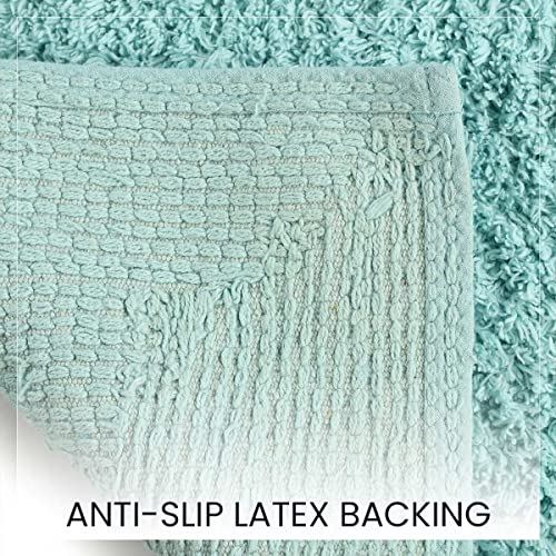 SASHAA WORLD Solid Anti Skid Bathmat and Contour Set (50 X 80 CM, Ice Blue) - Image 3