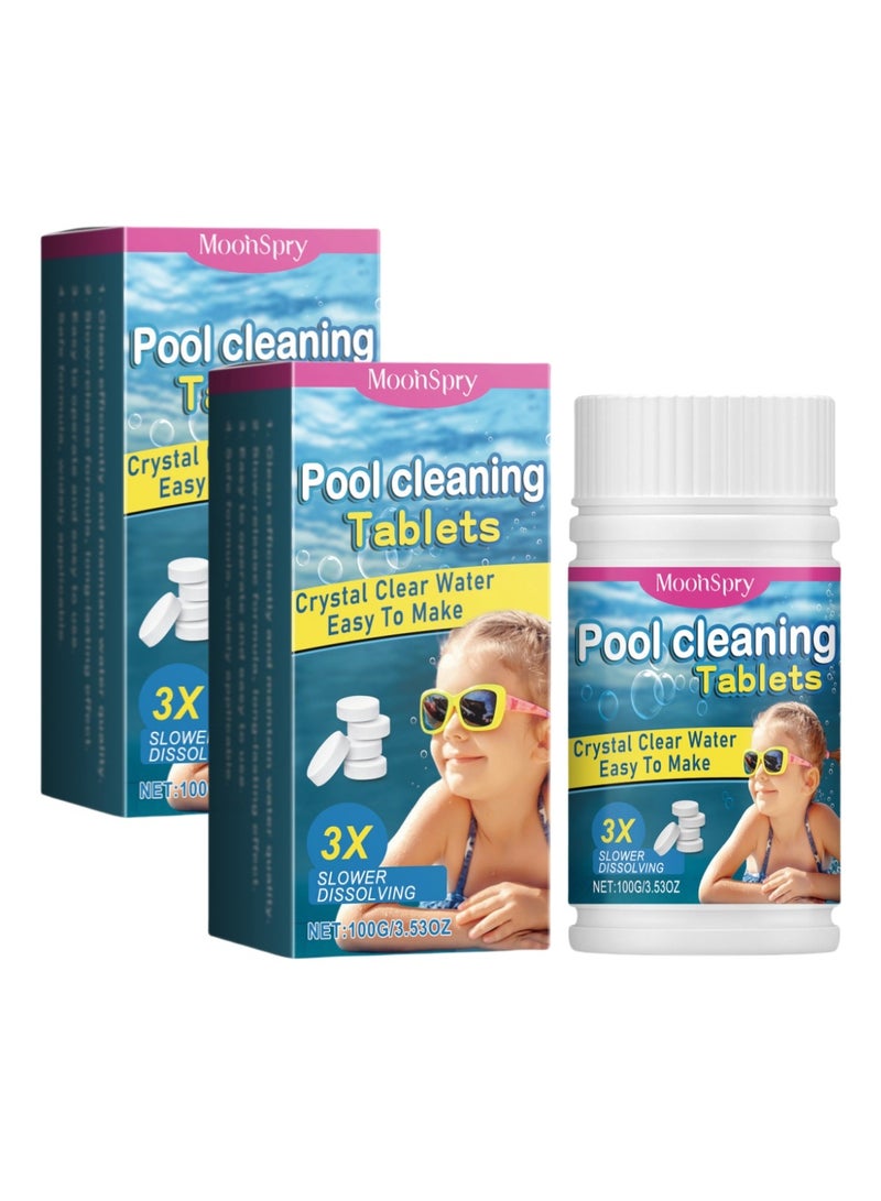 MOONSPRY 2-PACKS  Chlorine Tablets for Swimming Pool and Spas, Slow-Dissolving Long-Lasting Individually Wrapped Chlorine Tabs 100g*2 - Image 1
