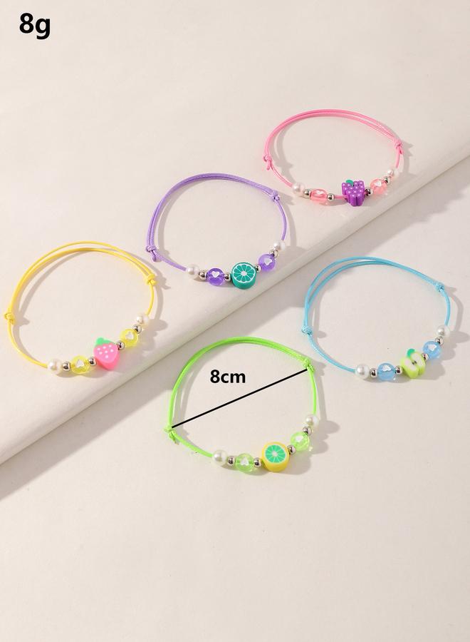 Take Two Pack of 5 - Girls Multi-Color Fruit and Pearl Bracelets - Image 4