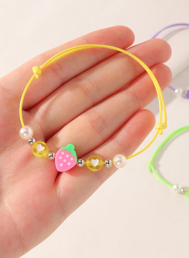 Take Two Pack of 5 - Girls Multi-Color Fruit and Pearl Bracelets - Image 1