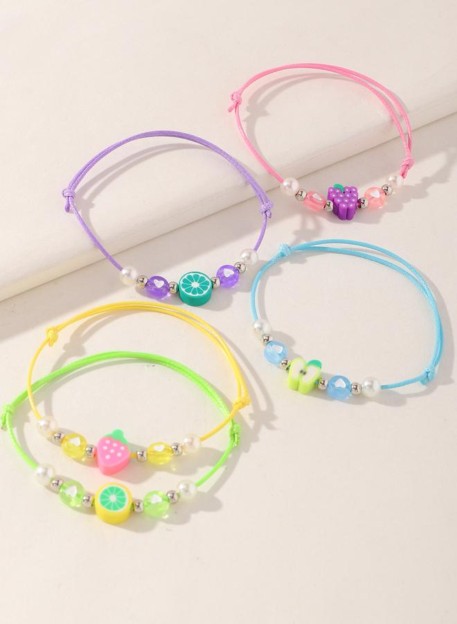 Take Two Pack of 5 - Girls Multi-Color Fruit and Pearl Bracelets - Image 3