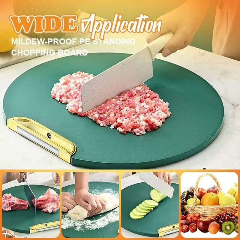 ZUGAD Kitchen Plastic Cutting Board Set Extra Thick Round Cutting Mat for Cooking NonSlip Chopping Board with Colored Food Icons EasyGrip Handles Dishwasher Safe 1 pc Multi - Image 2