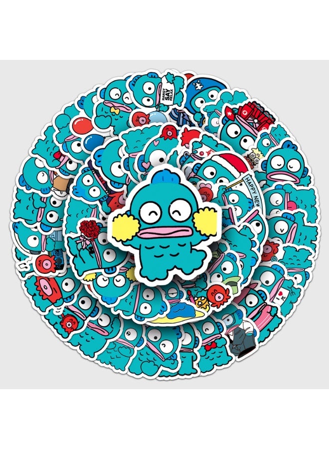 NIBEMINENT 50 Pcs Cartoon Hangyodon Deco Kit Waterproof Stickers, High Definition Printing Bright Colors, Suitable for Laptop Skateboard Luggage Water Bottle Guitar DIY - Image 2