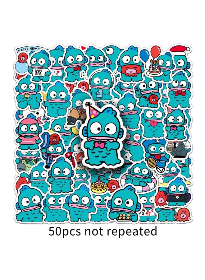 NIBEMINENT 50 Pcs Cartoon Hangyodon Deco Kit Waterproof Stickers, High Definition Printing Bright Colors, Suitable for Laptop Skateboard Luggage Water Bottle Guitar DIY - Image 1