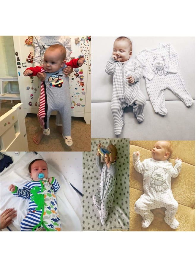 Kiddiezoom Unisex Baby Sleep & Play, Organic One-Piece Romper-Jumpsuit PJ, Snap Front Footed Pajama 3-Pack - Image 4