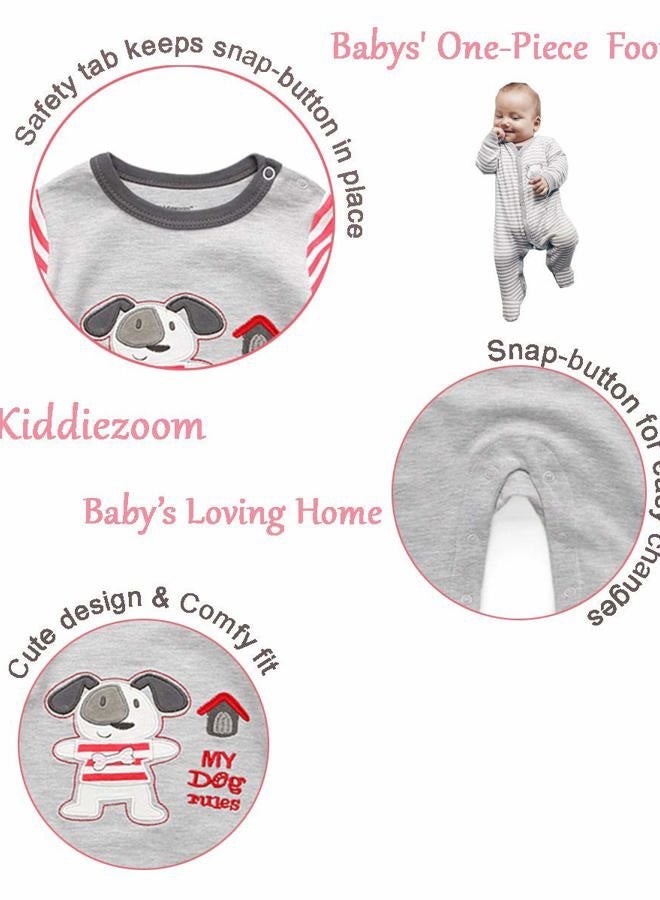 Kiddiezoom Unisex Baby Sleep & Play, Organic One-Piece Romper-Jumpsuit PJ, Snap Front Footed Pajama 3-Pack - Image 2