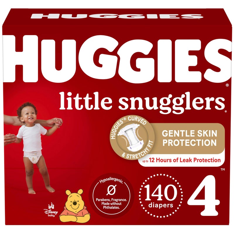 HUGGIES Baby Diapers Size 4 (22-37 lbs), 140ct, Huggies Little Snugglers - Image 1