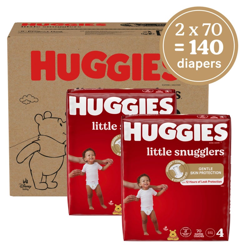 HUGGIES Baby Diapers Size 4 (22-37 lbs), 140ct, Huggies Little Snugglers - Image 2