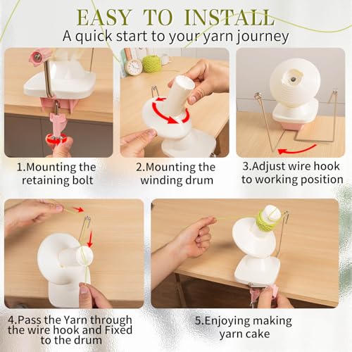 SPEENSUN Yarn Winder, 3.5 OZ Easy-to-Install and Efficiently Yarn Ball Winder, 250 Stitch Markers/6 Plastic Sewing Needles/2 Crochet Rings with Storage Box, Best for Crochet and Knitting Lover - Image 3