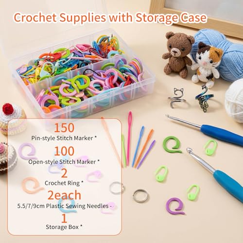SPEENSUN Yarn Winder, 3.5 OZ Easy-to-Install and Efficiently Yarn Ball Winder, 250 Stitch Markers/6 Plastic Sewing Needles/2 Crochet Rings with Storage Box, Best for Crochet and Knitting Lover - Image 5