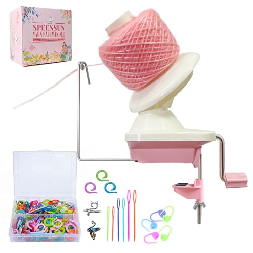 SPEENSUN Yarn Winder, 3.5 OZ Easy-to-Install and Efficiently Yarn Ball Winder, 250 Stitch Markers/6 Plastic Sewing Needles/2 Crochet Rings with Storage Box, Best for Crochet and Knitting Lover - Image 1