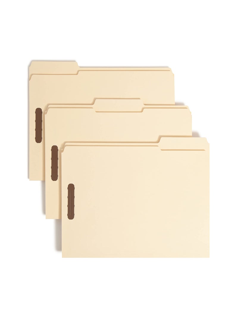 Smead 100% Recycled Fastener File Folder, 2 Fasteners, Reinforced 1/3-Cut Tab, Letter Size, Manila, 50 per Box (14547) - Image 1