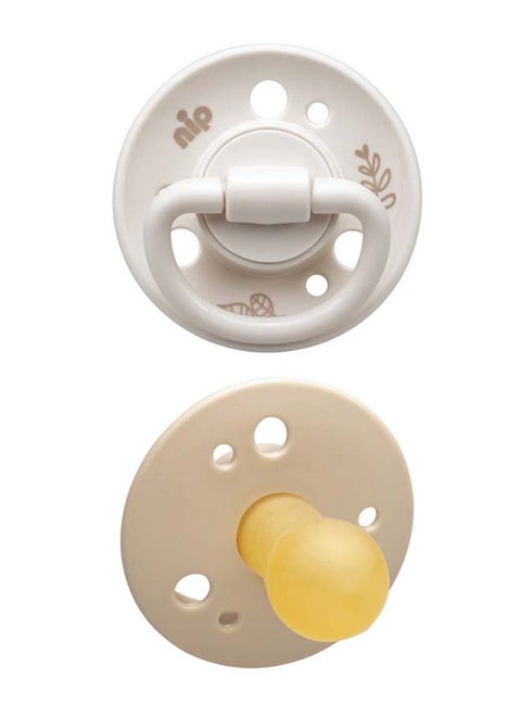 Organic Cherry Baby Soother, Made Germany, Cherry Shape, Natural Latex Rubber, Eco-Friendly, Brown And Beige, 6M+, Size 2 Pack Of 2