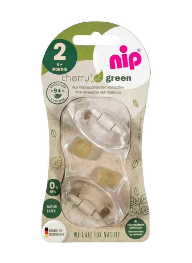 Organic Cherry Baby Soother, Made Germany, Cherry Shape, Natural Latex Rubber, Eco-Friendly, Brown And Beige, 6M+, Size 2 Pack Of 2