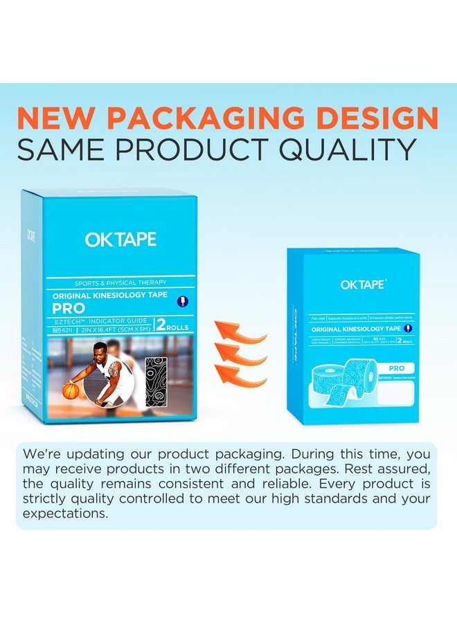 OK TAPE OK TAPE PRO Kinesiology Tape, 2inch x Long Roll 16ft Free Cut Tape, Elastic Athletic Tape Therapeutic Latex Free, 2 Rolls Pink+White - Image 1