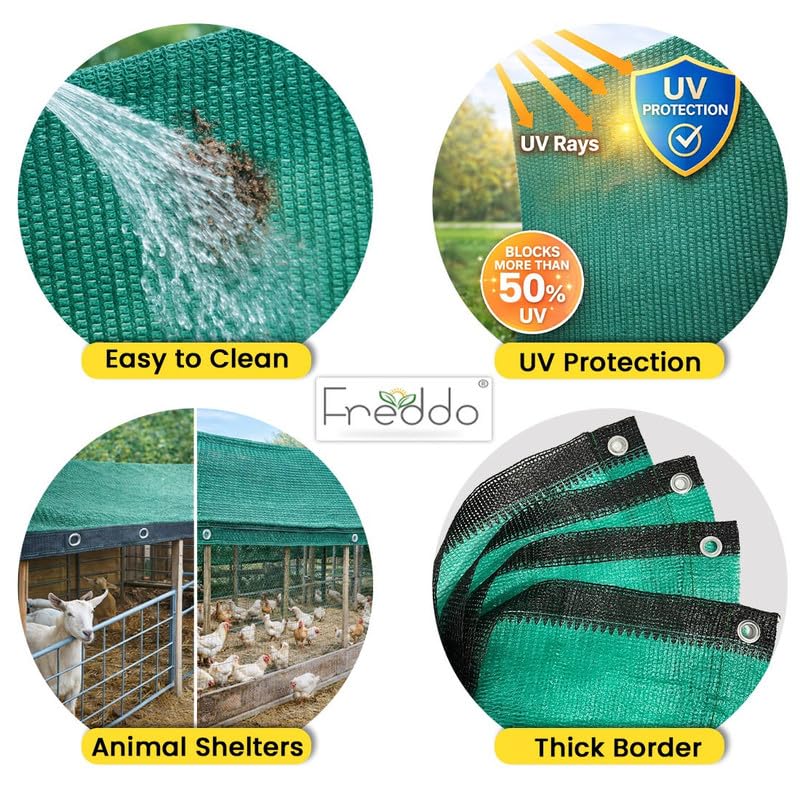 FREDDO Multipurpose HDPE Shade Net/Agro Net/Green Mesh for Balcony, Plants, Fencing, Terrace & Garden/Durable/Heavy Duty/UV Stabilized 50% Sun Protection (Green Color) (10 ft x 10 ft) - Image 4