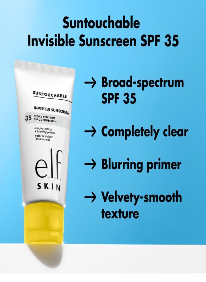 elf e.l.f. SKIN واقي شمس غير مرئي SPF 35 صغير، خفيف الوزن، واقي شمس جلّي لبشرة ناعمة، يعمل كقاعدة مكياج، نباتي وخالي من القسوة - Image 3