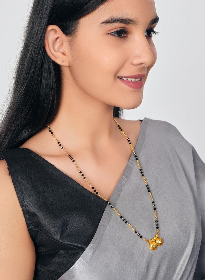 JHB 24 inch jewellery's Traditional Temple Forming One Gram Gold Stylish Maharashtrian Wati Mangal sutra Set Tanmaniya Black Vati Mangalsutra For Women - Image 5