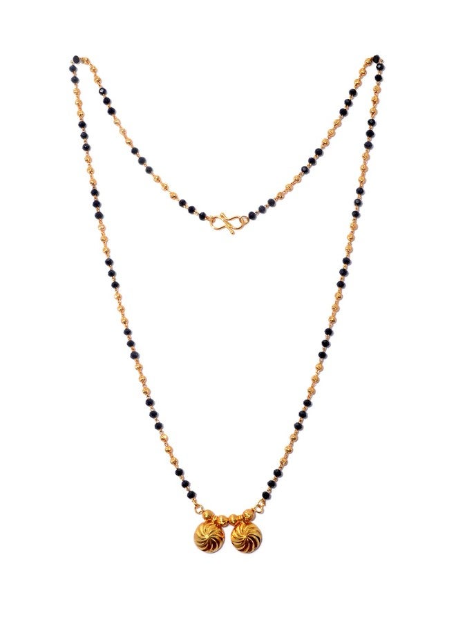 JHB 24 inch jewellery's Traditional Temple Forming One Gram Gold Stylish Maharashtrian Wati Mangal sutra Set Tanmaniya Black Vati Mangalsutra For Women - Image 2