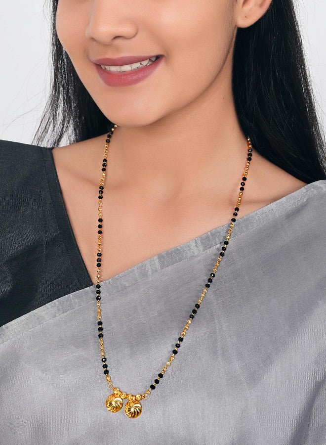 JHB 24 inch jewellery's Traditional Temple Forming One Gram Gold Stylish Maharashtrian Wati Mangal sutra Set Tanmaniya Black Vati Mangalsutra For Women - Image 3