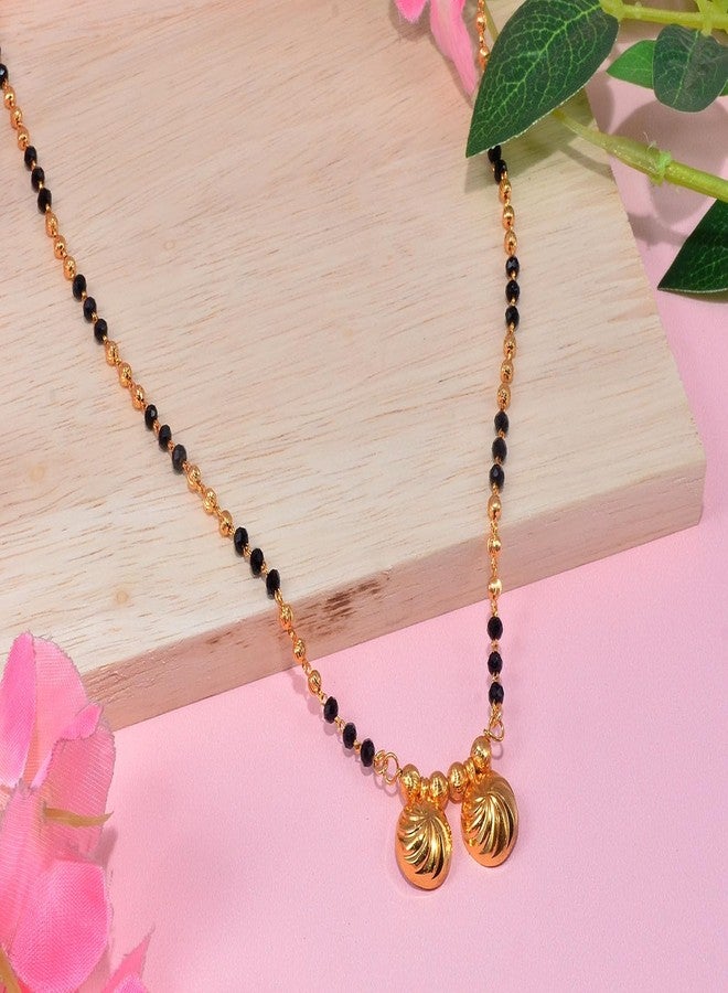 JHB 24 inch jewellery's Traditional Temple Forming One Gram Gold Stylish Maharashtrian Wati Mangal sutra Set Tanmaniya Black Vati Mangalsutra For Women - Image 4