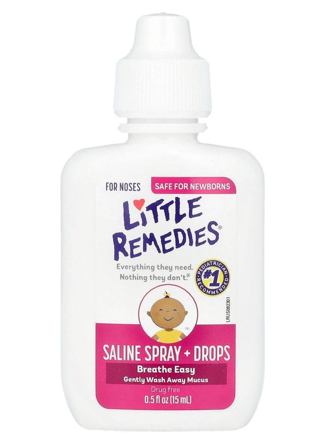 Little Remedies Saline Spray + Drops For Noses 0.5 fl oz (15 ml) 