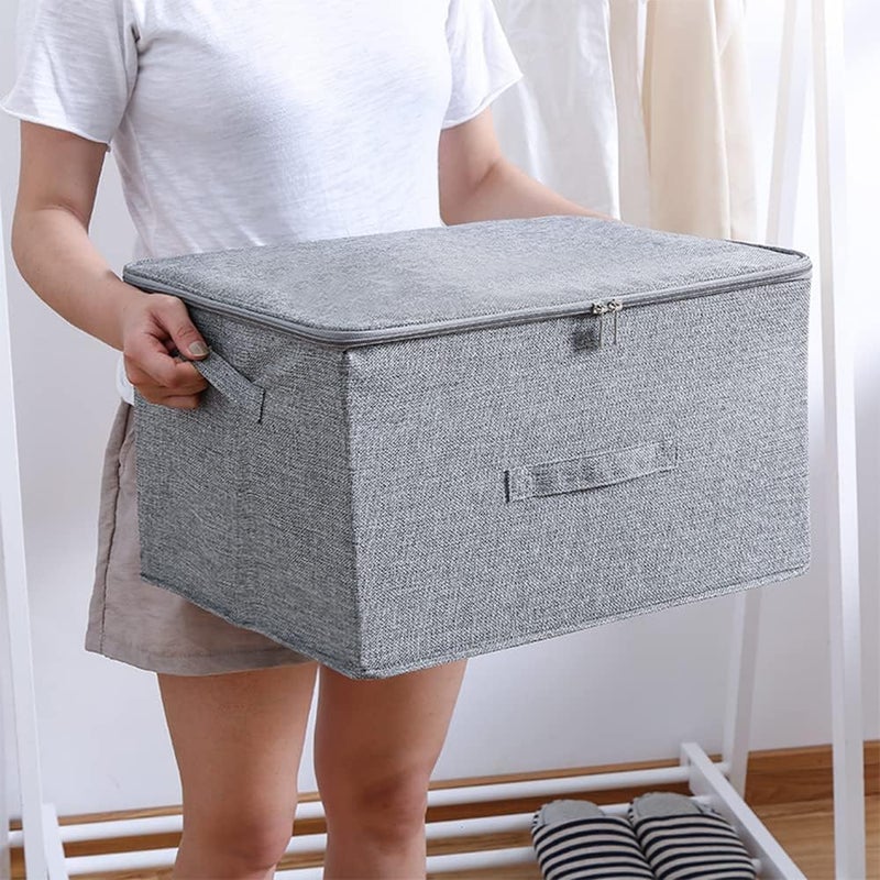 Canvas Storage Bags with Zipper, Set of 3, Foldable - Image 4