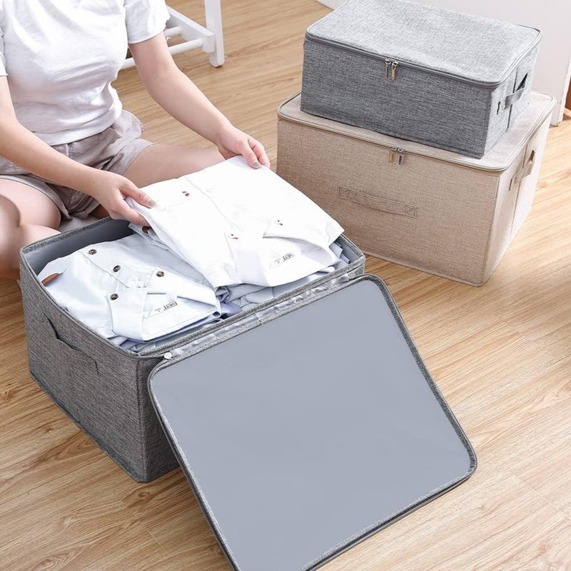 Canvas Storage Bags with Zipper, Set of 3, Foldable - Image 2