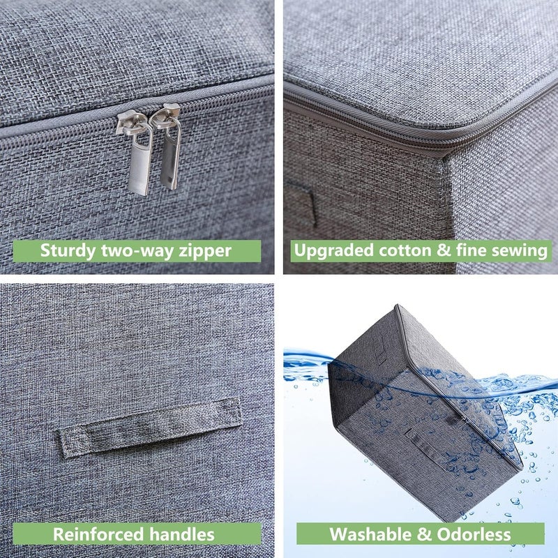 Canvas Storage Bags with Zipper, Set of 3, Foldable - Image 5